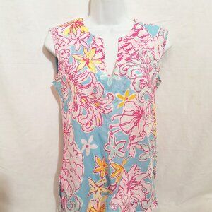 Lilly Pulitzer Sleeveless Tunic Top S Amelia Island Break Water Blue Lolita